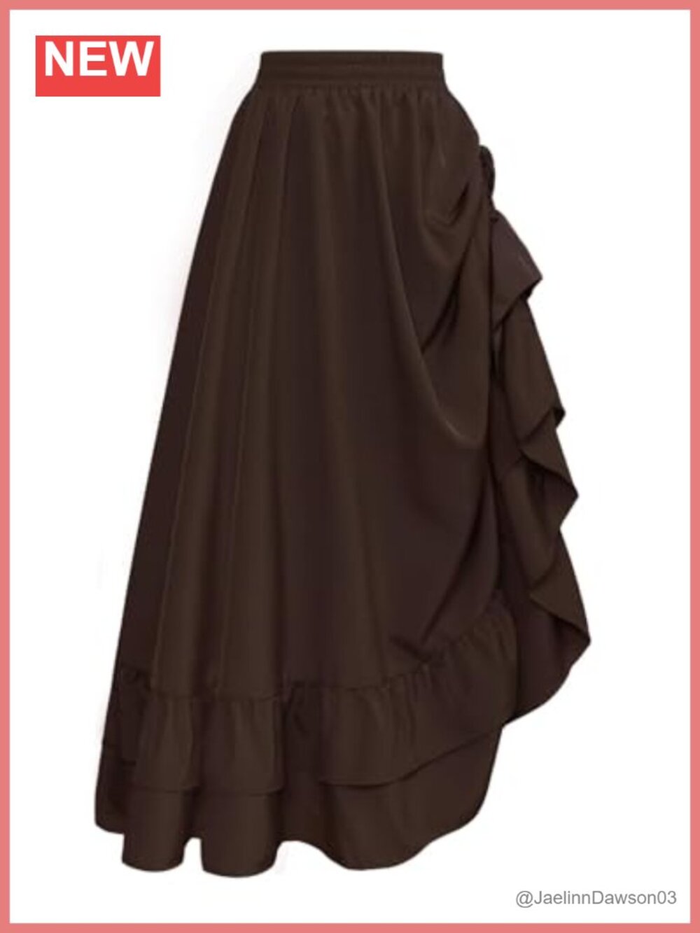 Renaissance Pirate Maxi Skirt A-Line High Waist Ruffle Hem